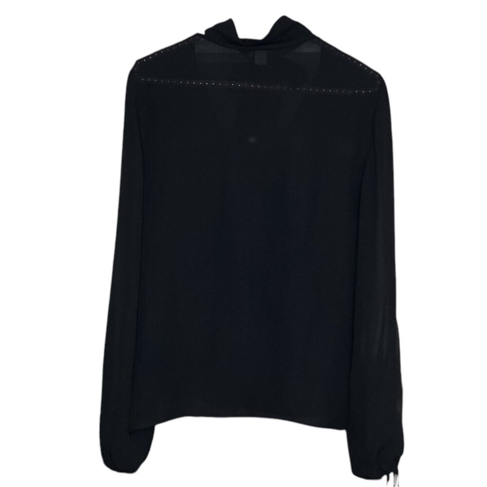 Vintage 90s 00s Y2K Moda International Victoria's Secret S Black Silk Bow Top - Picture 3 of 4